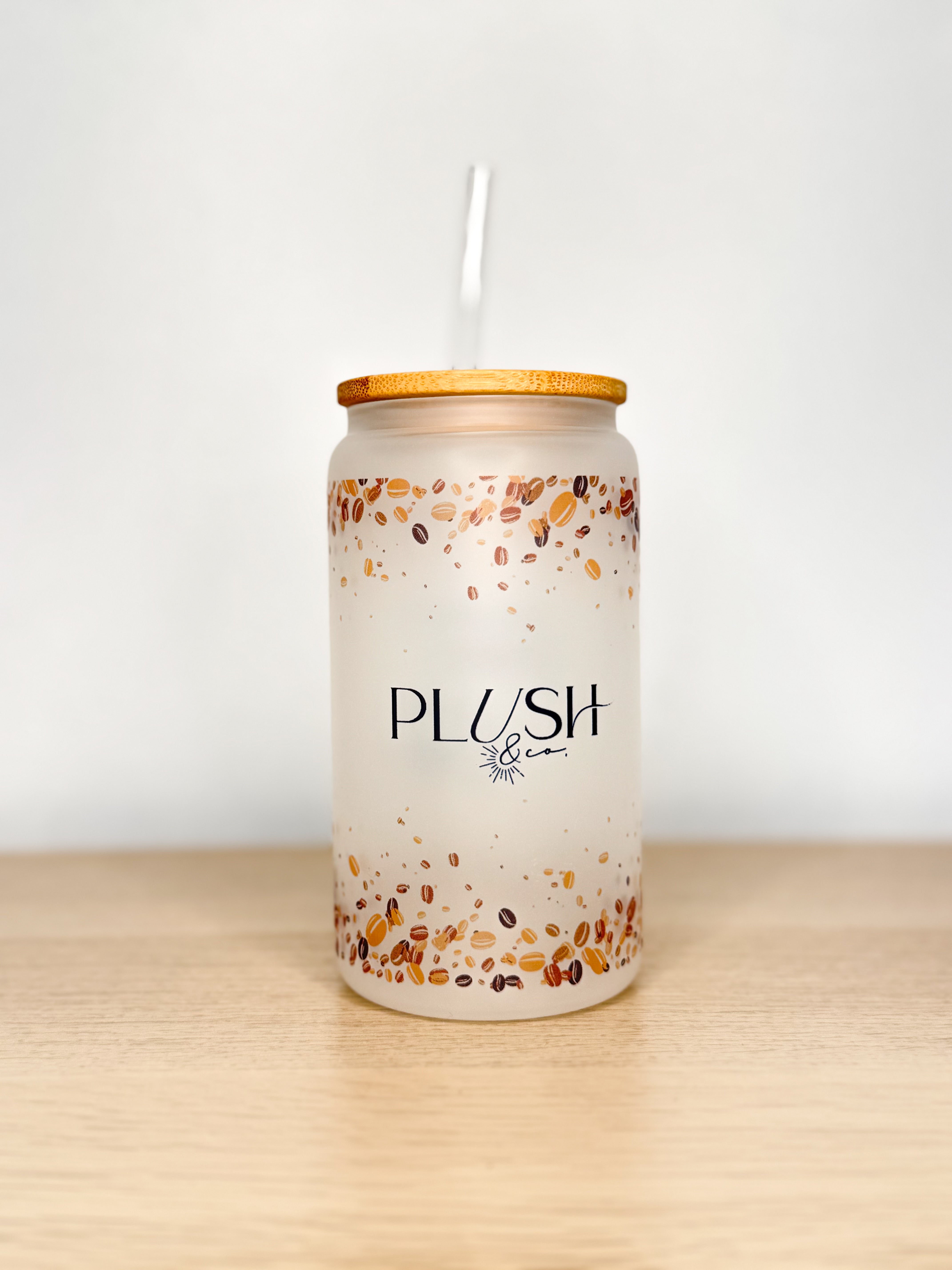 Tumbler en vitre avec couvercle en bois