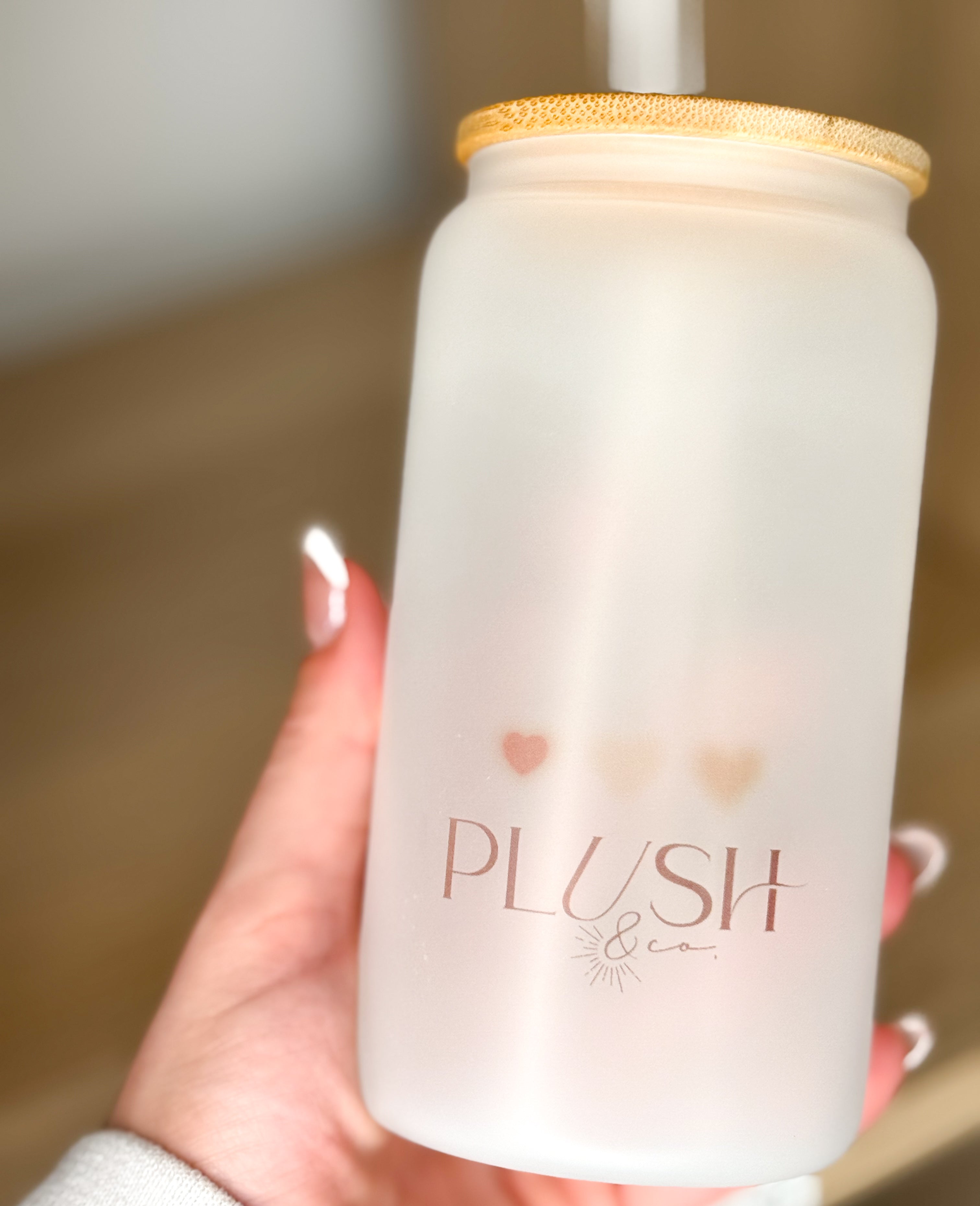 Tumbler en vitre avec couvercle en bois