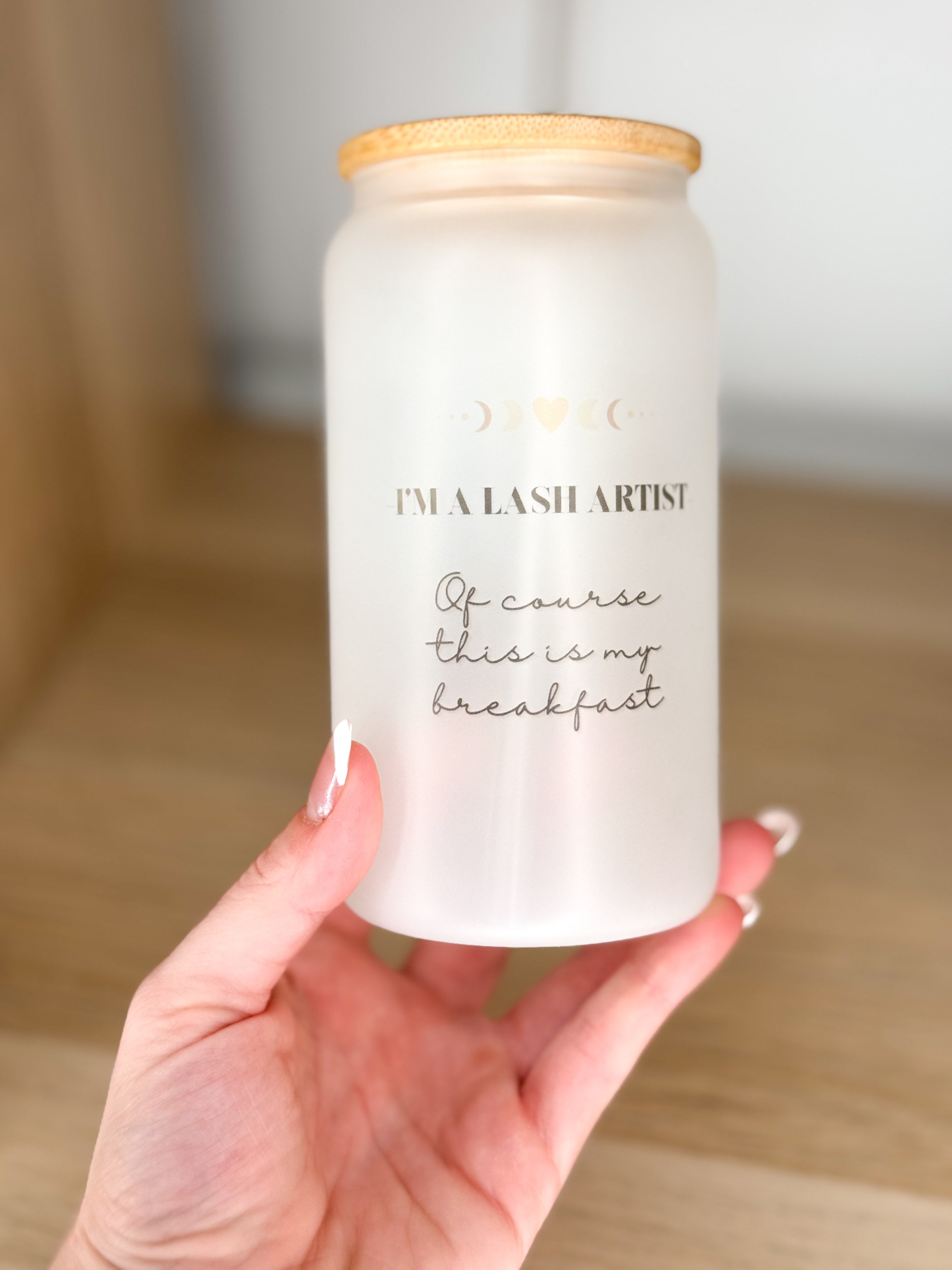 Tumbler en vitre avec couvercle en bois