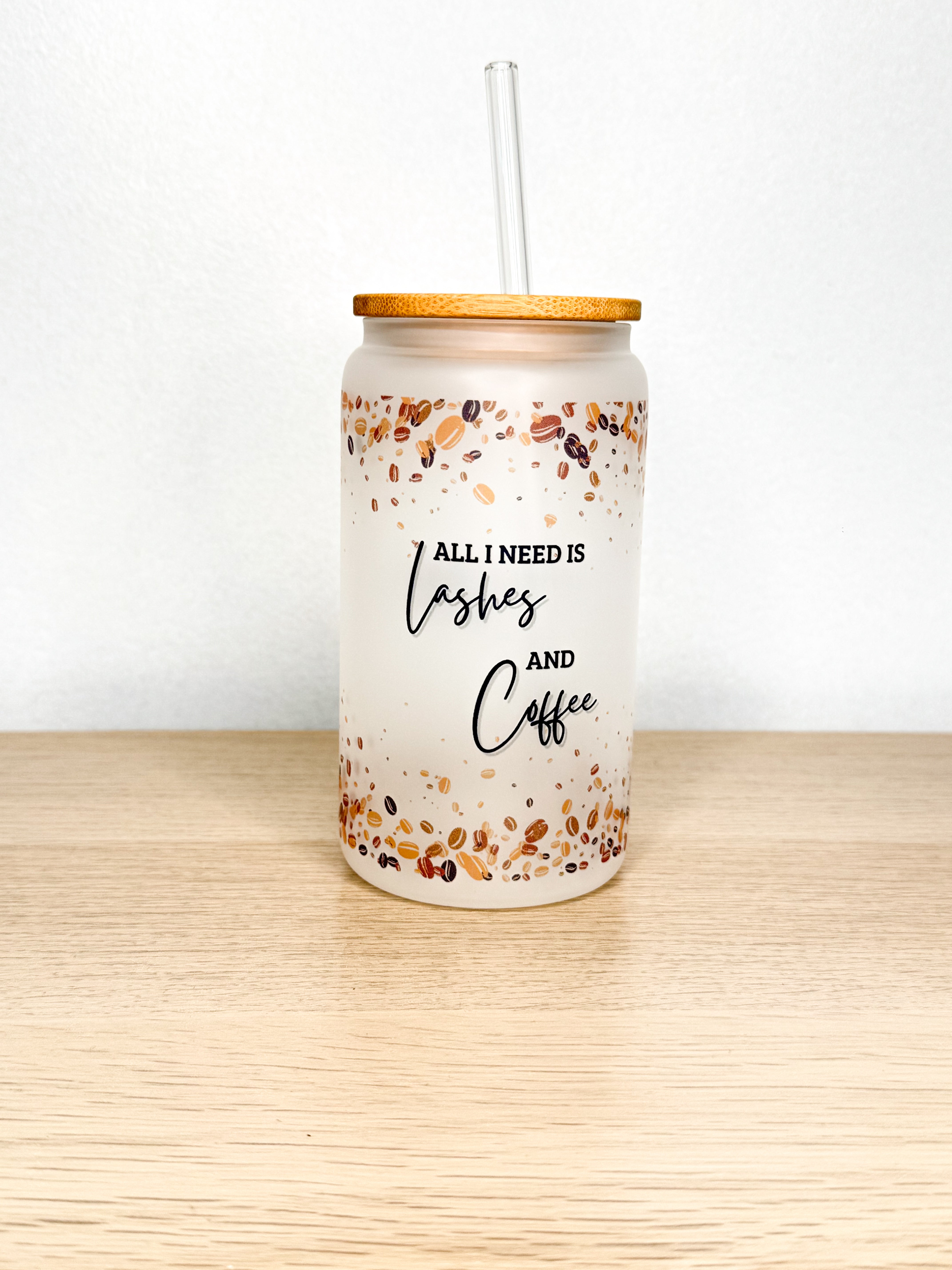 Tumbler en vitre avec couvercle en bois