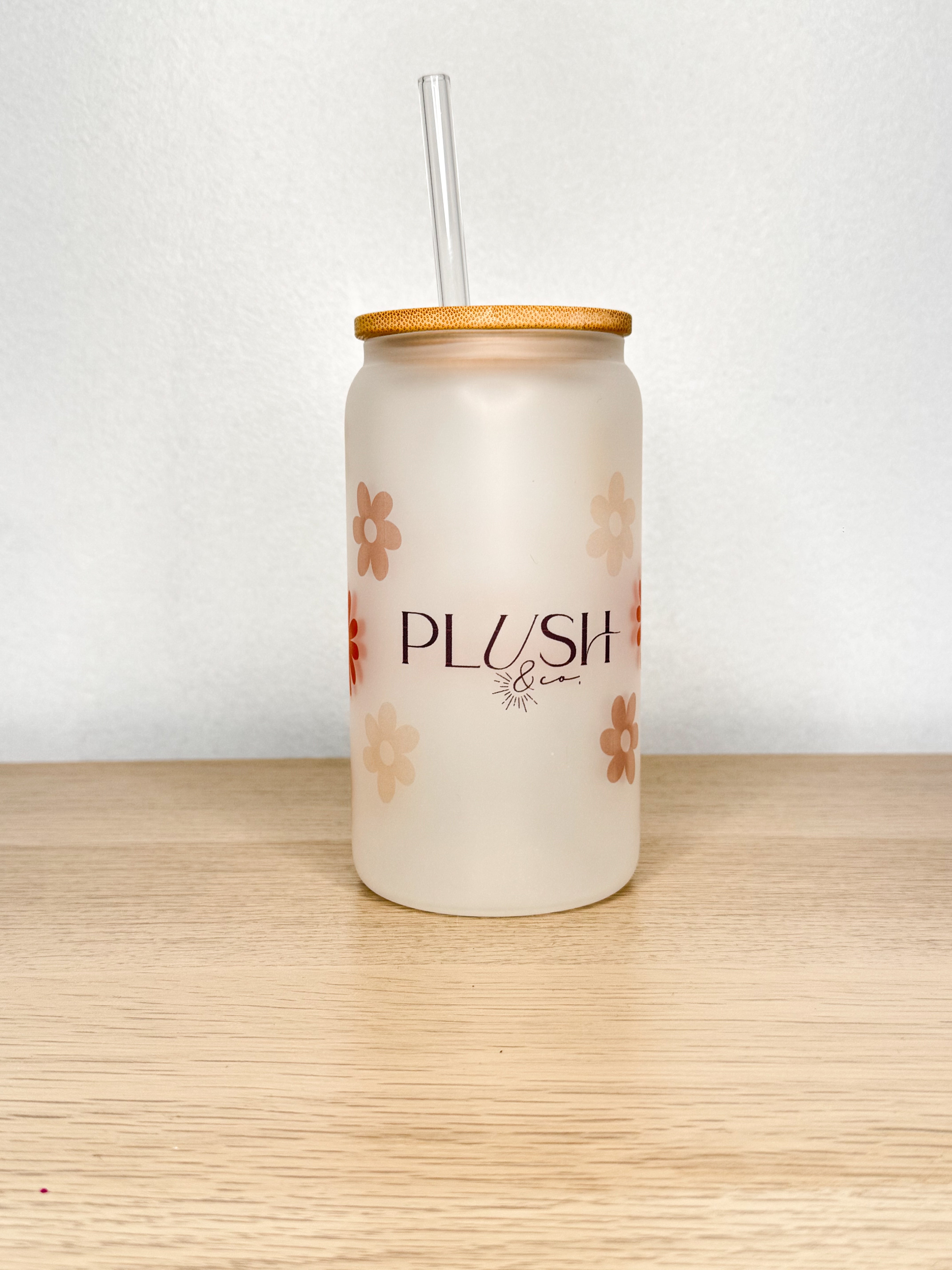 Tumbler en vitre avec couvercle en bois