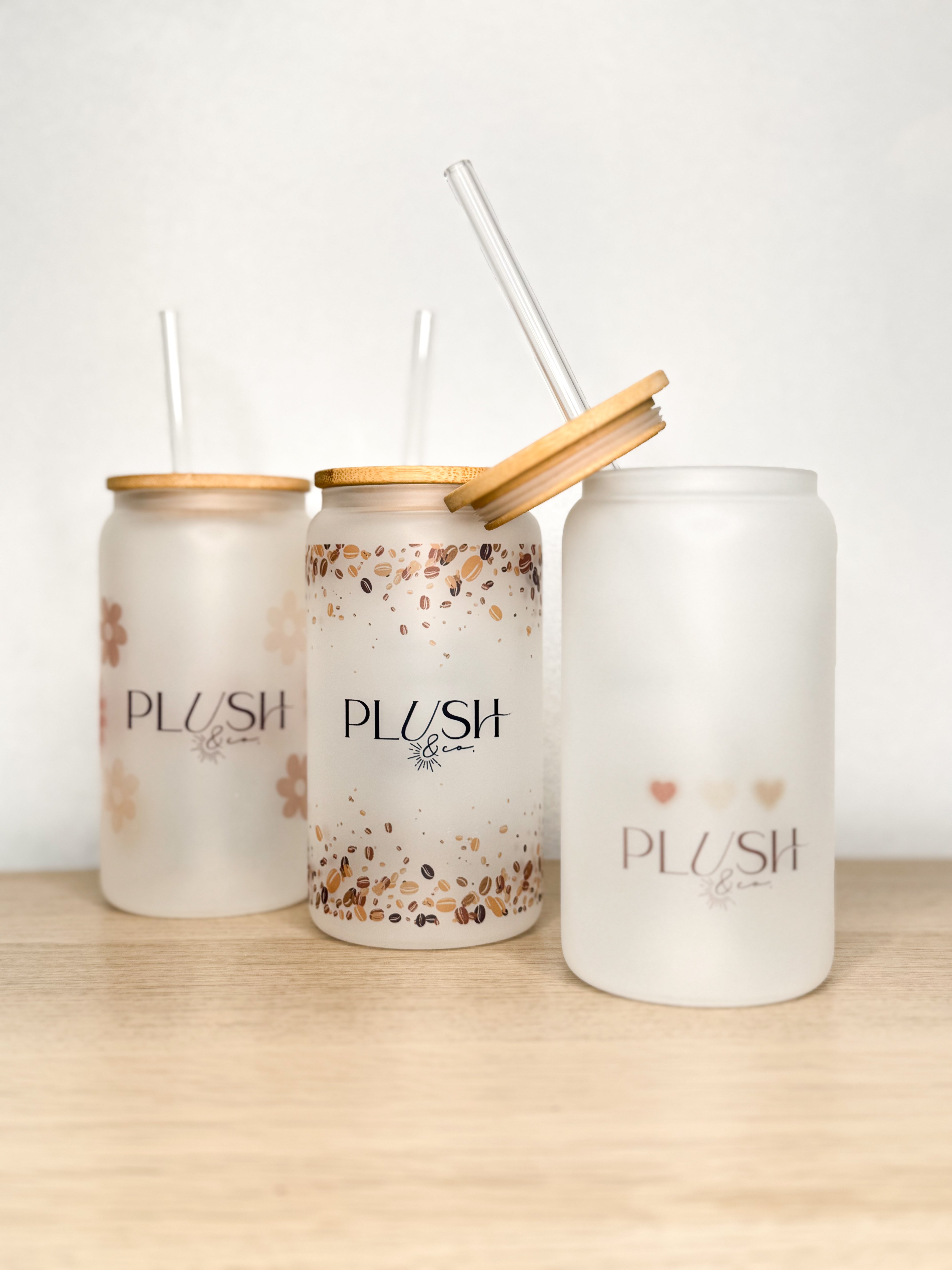 Tumbler en vitre avec couvercle en bois